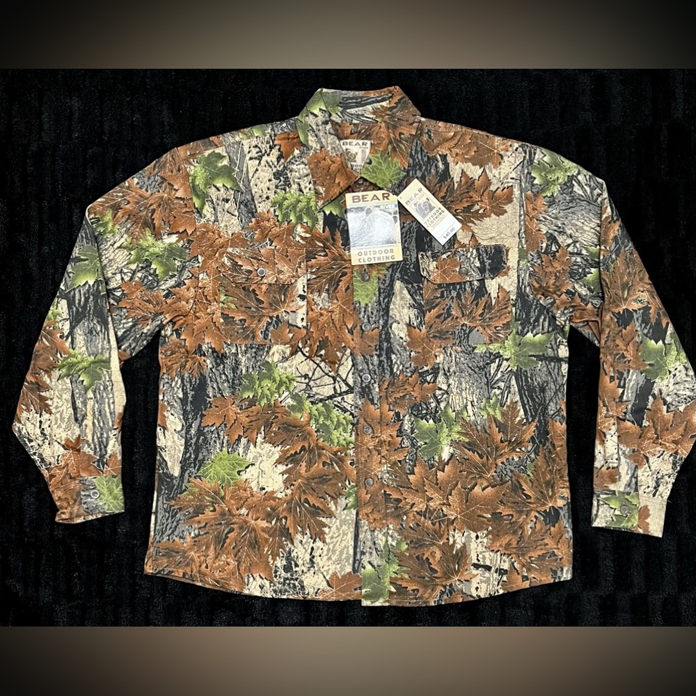 BEAR RIVER Outdoor Clothing 2XL Camo Men's Button Up Long Sleeve T Shirt Hunting